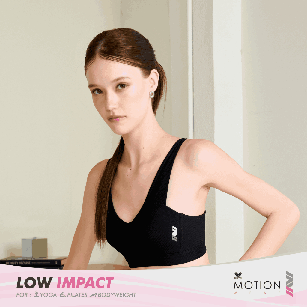 Wacoal Motion Wear บราสำหรับออกกำลังกาย In to Out รุ่น WR1529 สีดำ (BL)