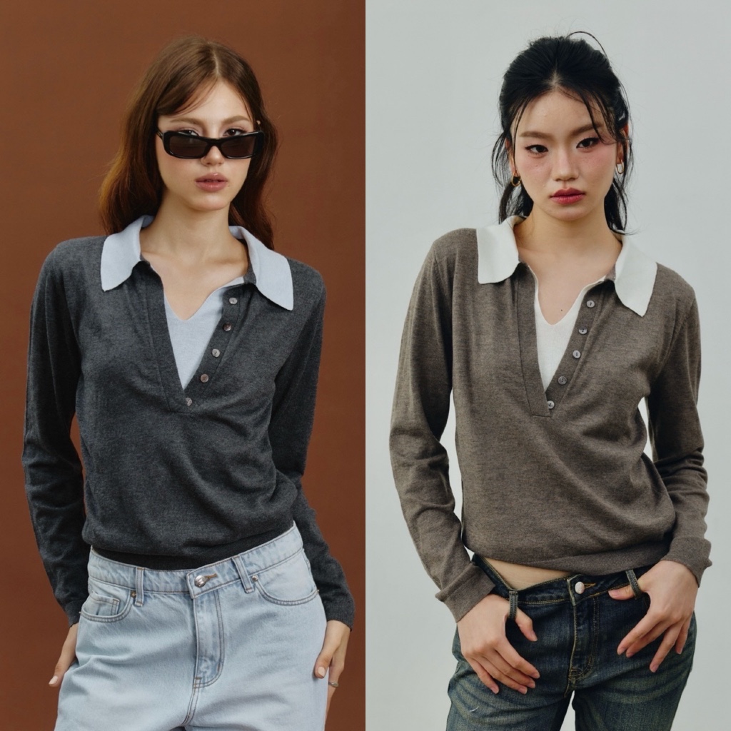 MALIMAYS - Demi Sweater เสื้อสเวตเตอร์ทูโทน สลับสี