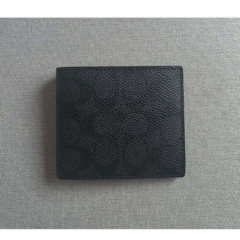 [ของแท้ 100% พร้อมส่ง] กระเป๋าสตางค์ผู้ชาย Coach CY394  Wallet In Signature Canvas - สี Charcoal/Bla