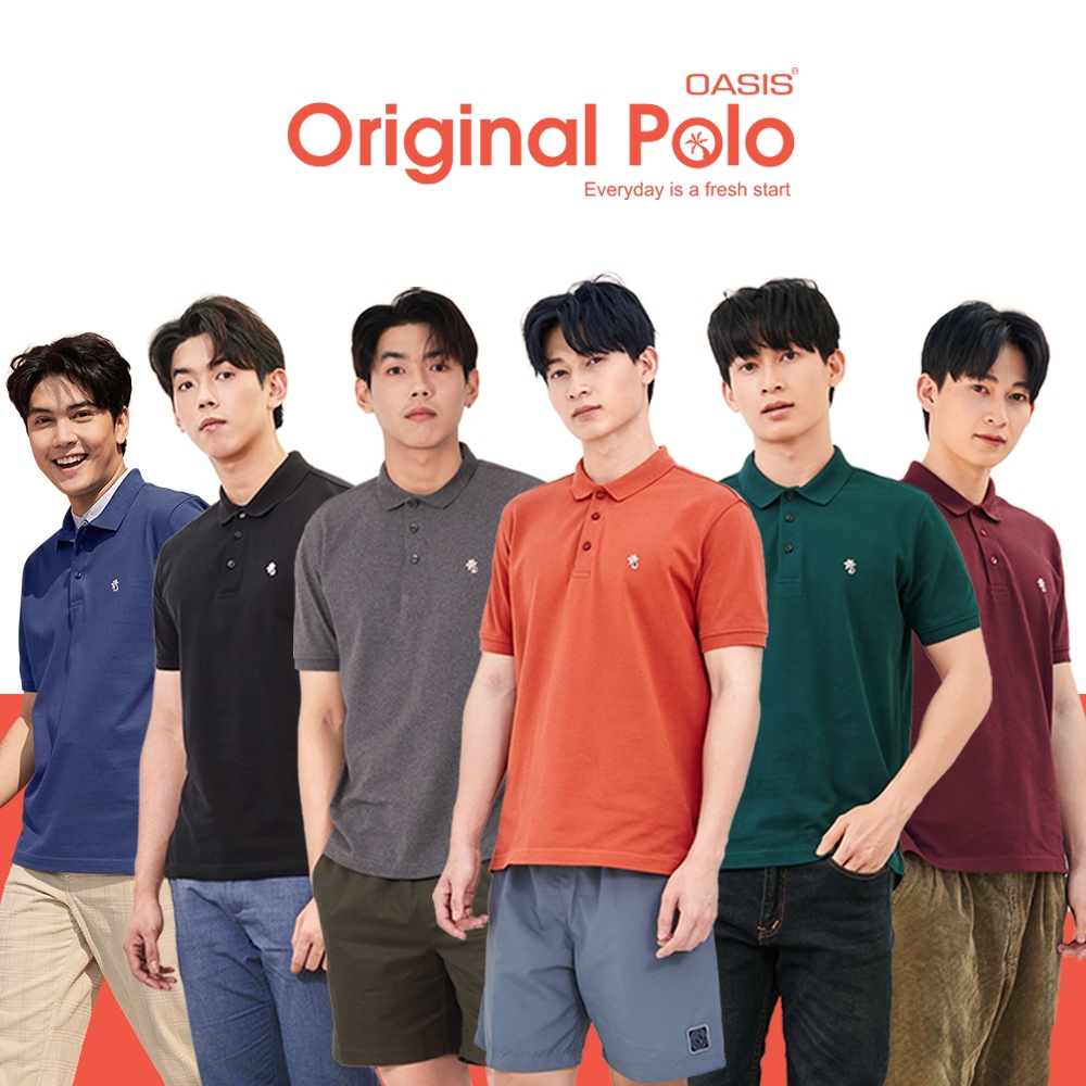 OASIS เสื้อโปโลชาย รุ่น MB-0008 สีพื้น เนื้อผ้าคอตตอน100% เบาสบาย เรียบง่าย ใส่สบาย ดูดี ดำ