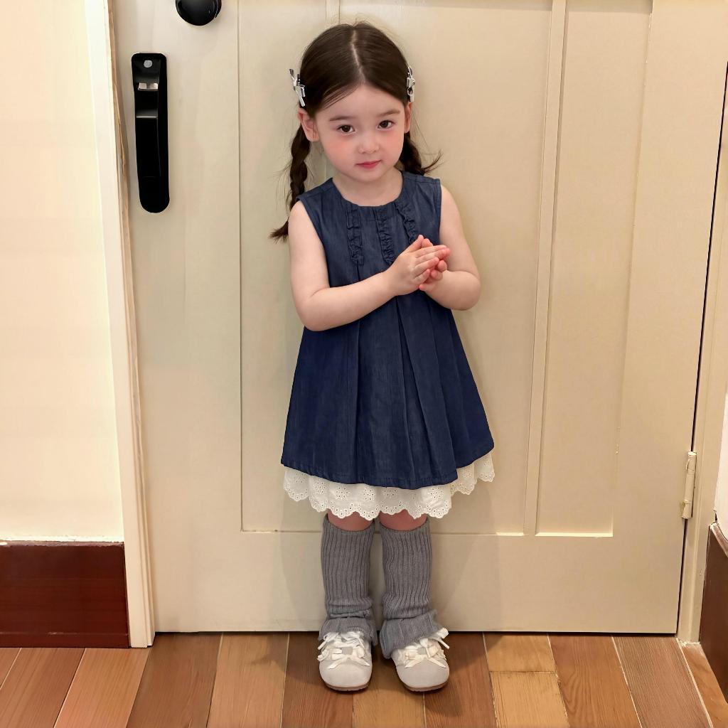 PRINCESS KESLI ชุดกระโปรงยีนส์สองชิ้นสำหรับเด็กผู้หญิง แบบเกาหลี สไตล์หลวม ชุดเดรสยีนส์เด็ก 2-11 ปี รูปที่ 2