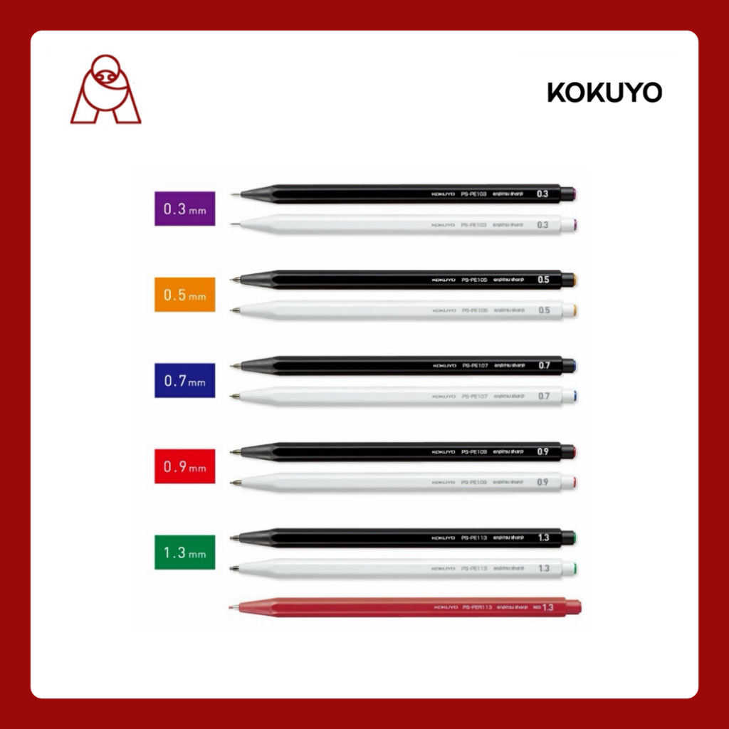 Kokuyo Enpitsu Shap ดินสอกดนำเข้าจากญี่ปุ่น มีให้เลือกถึง 5 ขนาด คือ ขนาด 0.3,0.5,0.7,0.9,1.3 มม.