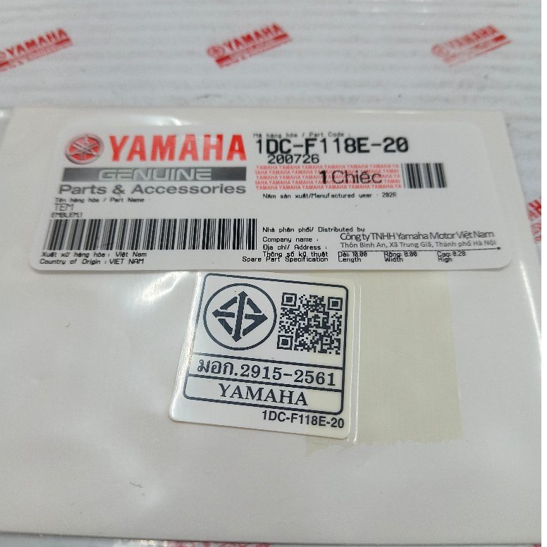 1DCF118E20 สติ๊กเกอร์ มอก YAMAHA แท้ จำนวนจำกัด 1DC-F118E-20