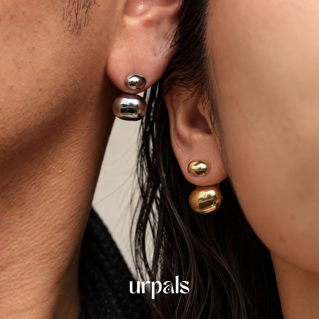 URPALS ต่างหู Stainless ชุบทอง 18K ดีไซน์เก๋ แมทง่าย ไม่ลอกไม่ดำ โดนน้ำได้