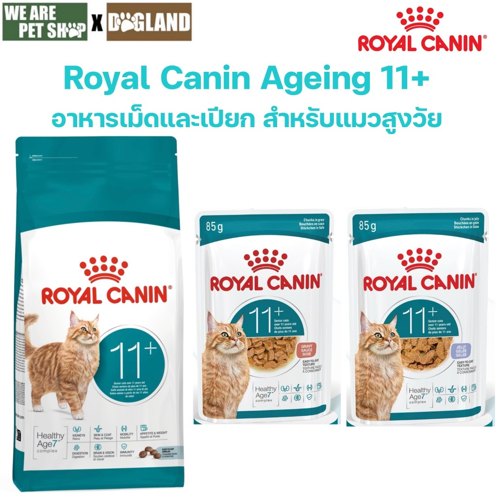 Royal canin Cat Ageing 11+ cat แบบเม็ดและแบบเปียก อาหารเพื่อแมวสูงวัย อายุ 11 ปีขึ้นไป