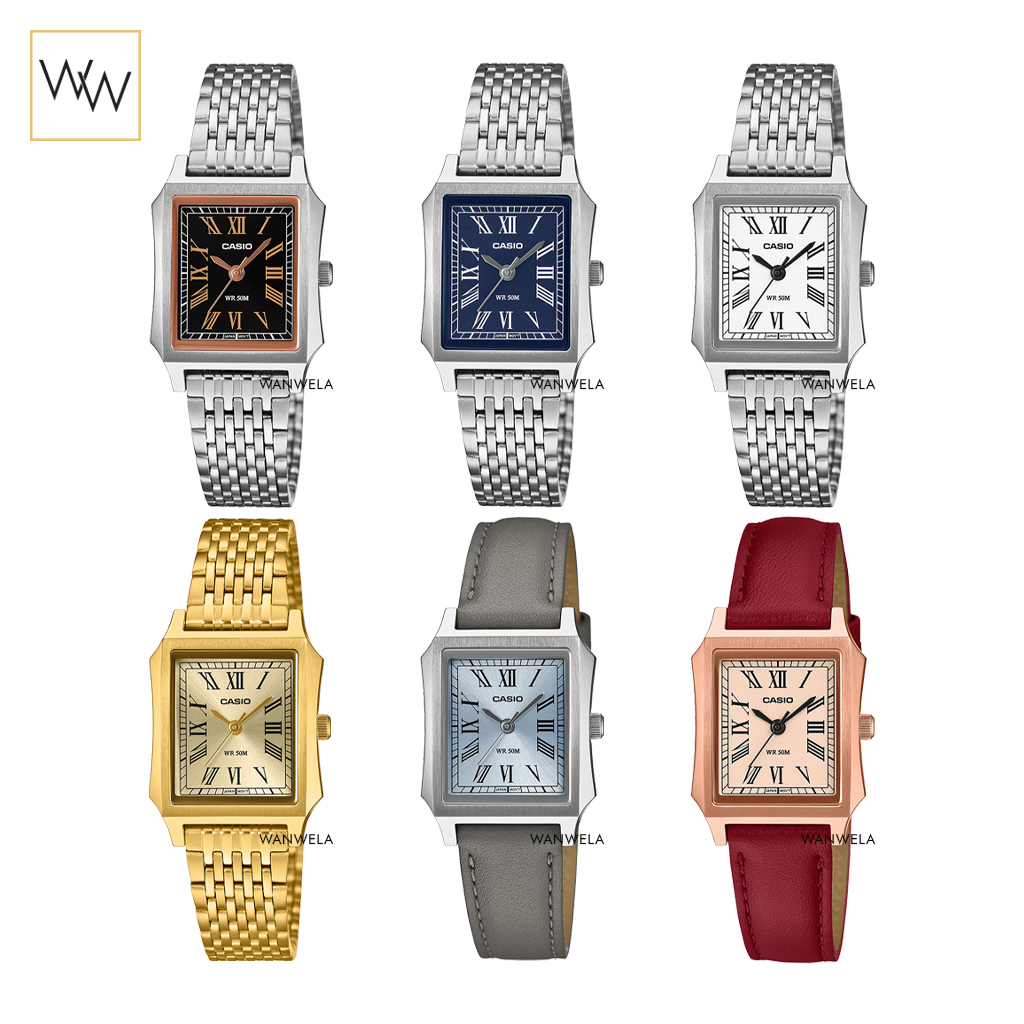ของแท้ นาฬิกาข้อมือผู้หญิง Casio รุ่น LTP-B190D / LTP-B190L สายสเตนเลสและสายหนัง
