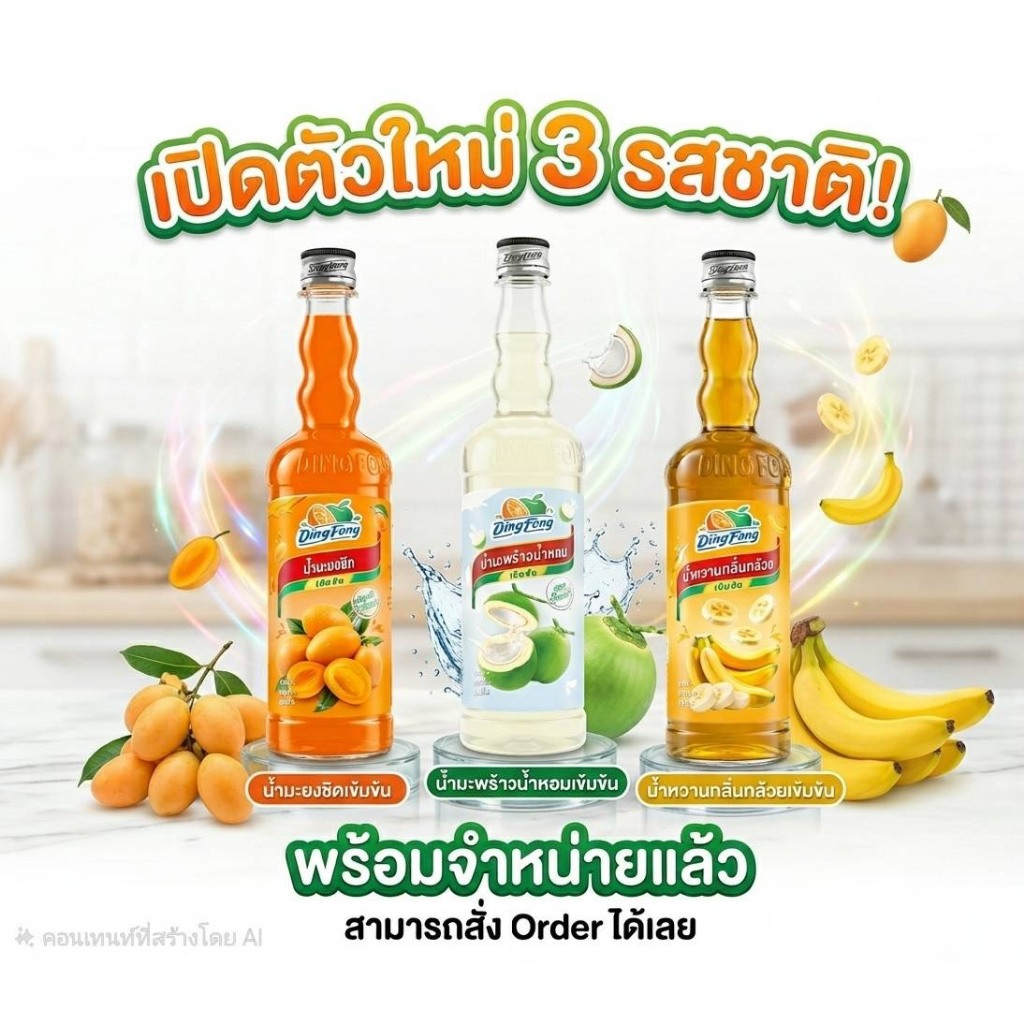 น้ำติ่งฟงปริมาณ 760 มล.รสใหม่ ล่าสุด มีหลายรส