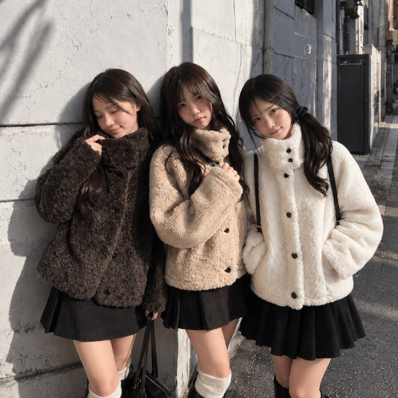 (C347) Winnie Wool Coat ~ เสื้อโค้ททรงสั้นผ้าขนหนานุ่ม พร้อมส่ง 3 สี ~