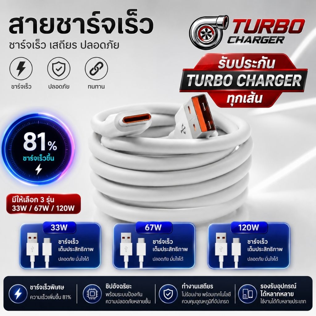 สายชาร์จ USB-C Xiaomi 100 ซม. สำหรับอุปกรณ์ทุกประเภท