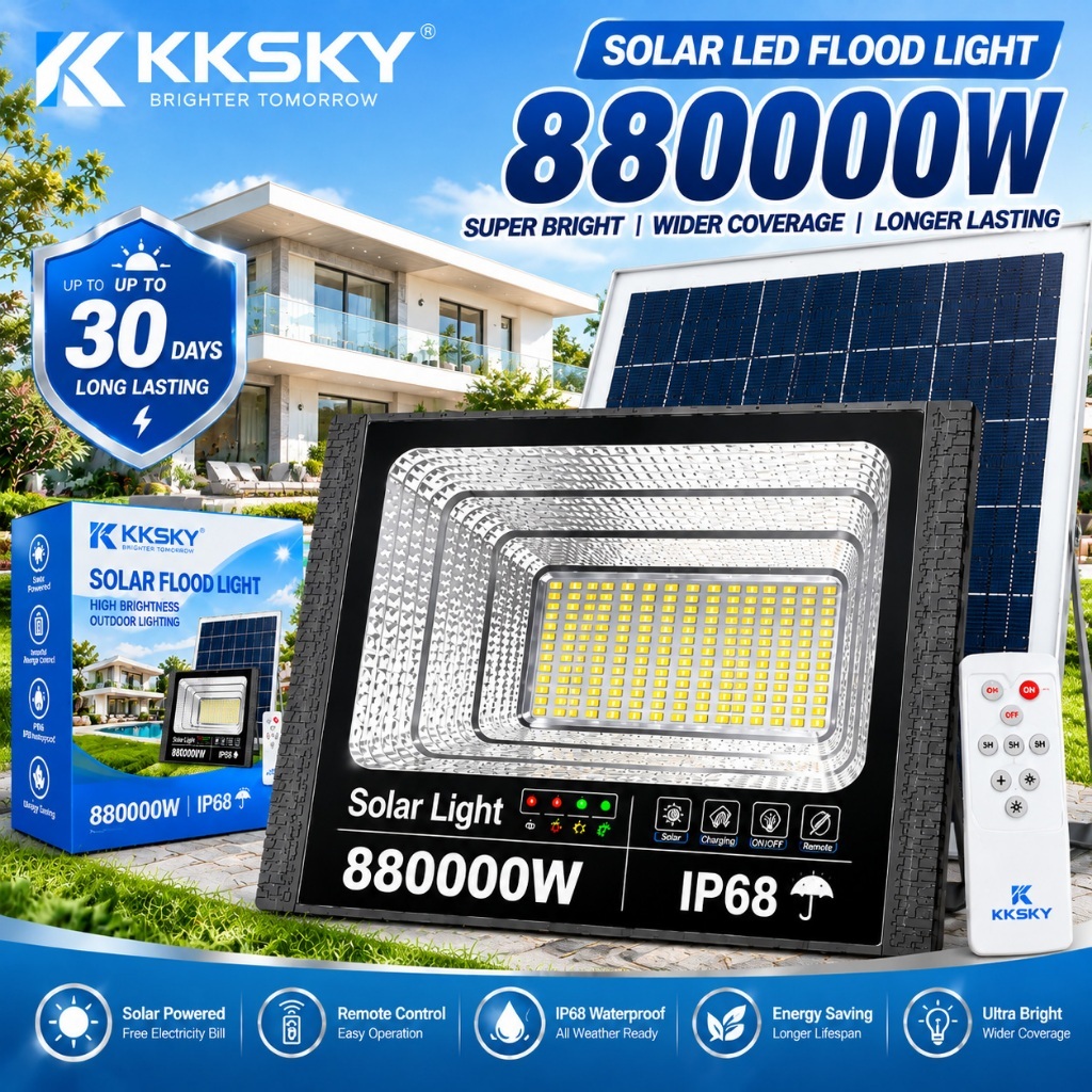KKSKY【ซื้อ1แถม1】ไฟโซล่าเซลล์ 880000W โซล่าเซลล์ LED IP68 กันน้ำ กันฟ้าผ่า ไฟกลางแจ้งพลังงานแสงอาทิตย
