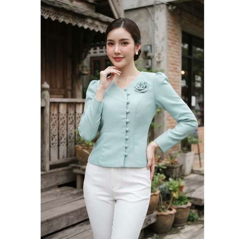 เสื้อผ้าฝ้ายลินินแต่งกุหลาบ (ป21)
