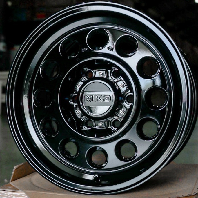 ล้อจ่าอ๊อด (JAOS) จากแบรนด์ MKD ขอบ 16 6รู กว้าง 8 นิ้ว ออฟ+15 สี BLACK (ดำเงา) ราคาต่อวง แถมฟรีจุ๊บ