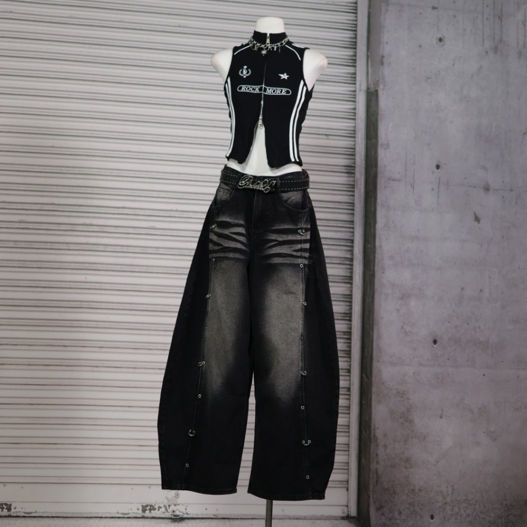 CHANI C5153 กางเกงยีนส์ Baggy Black Fade – Street Metal Edition