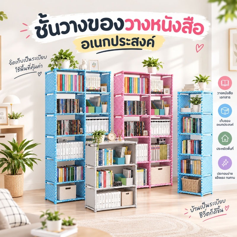 Yifeng ชั้นวางหนังสืออเนกประสงค์ โครงเหล็กกันน้ำ ประกอบง่าย หลายขนาด R