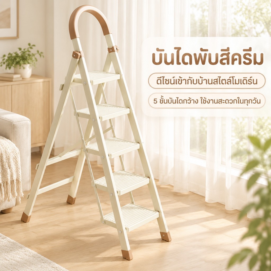 บันไดพับได้อลูมิเนียม บันได รับน้ำหนักได้ 500KG 3-6ชั้น แข็งแรงทนทาน เหล็กหนา Step Ladder