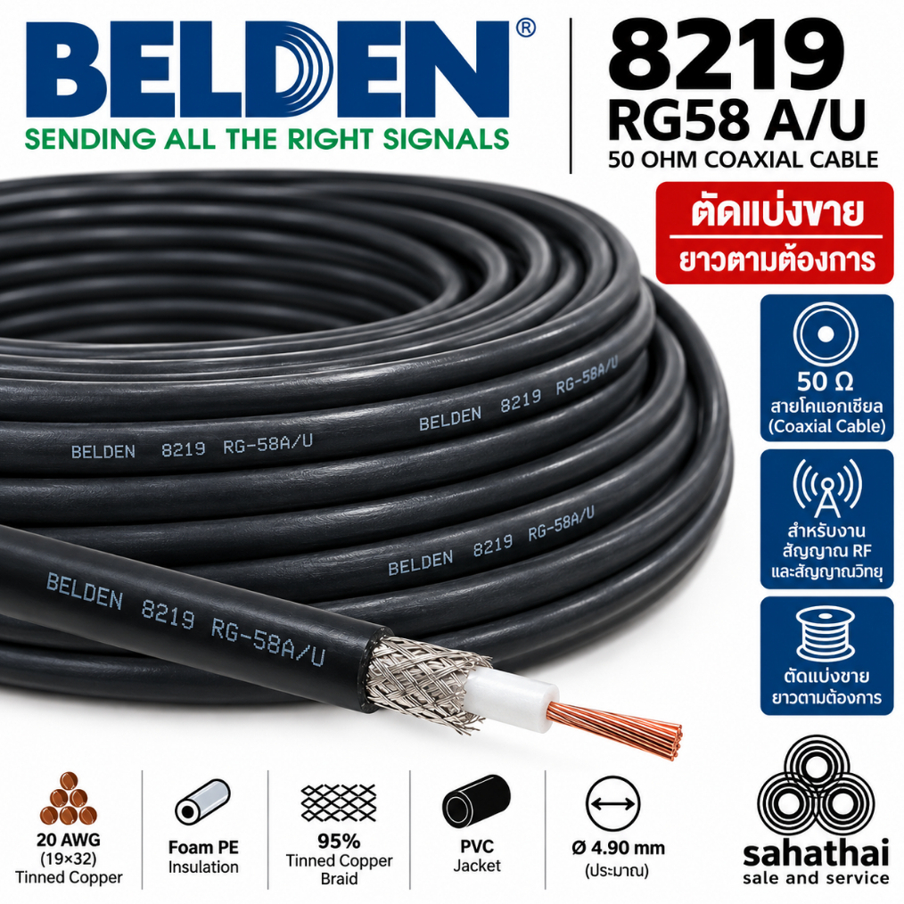 BELDEN 8219 RG58 A/U | COAXIAL CABLE 50Ω | สายมาตรฐาน BELDEN