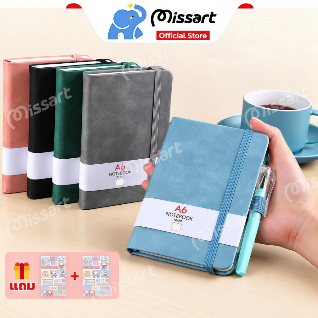 สมุด A5 A6 สมุดโน๊ต พร้อมที่เสียบปากกา เส้นแนวนอน เส้นจุด ตาราง กริด กระดาษเปล่า เหมาะสำหรับนักศึกษาและสำนักงาน