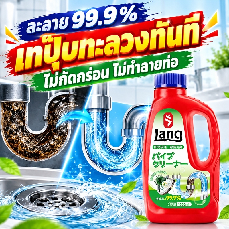 ✨แก้ปัญหาท่ออุดตันใน 5 นาที✨น้ำยาล้างท่อ 1000ml ล้างท่ออุดตัน สูตรเข้มข้นพิเศษ ไม่ทำลายpvc น้ำยาแก้ท่ออุดตัน