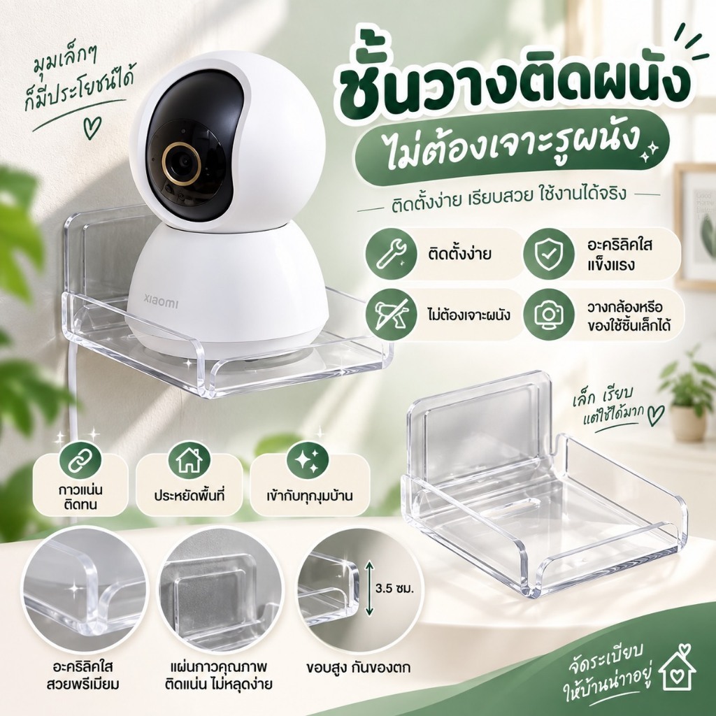 (สินค้าพร้อมส่ง)ชั้นวางติดผนัง  ที่ไม่ต้องเจาะรูผนัง 2010