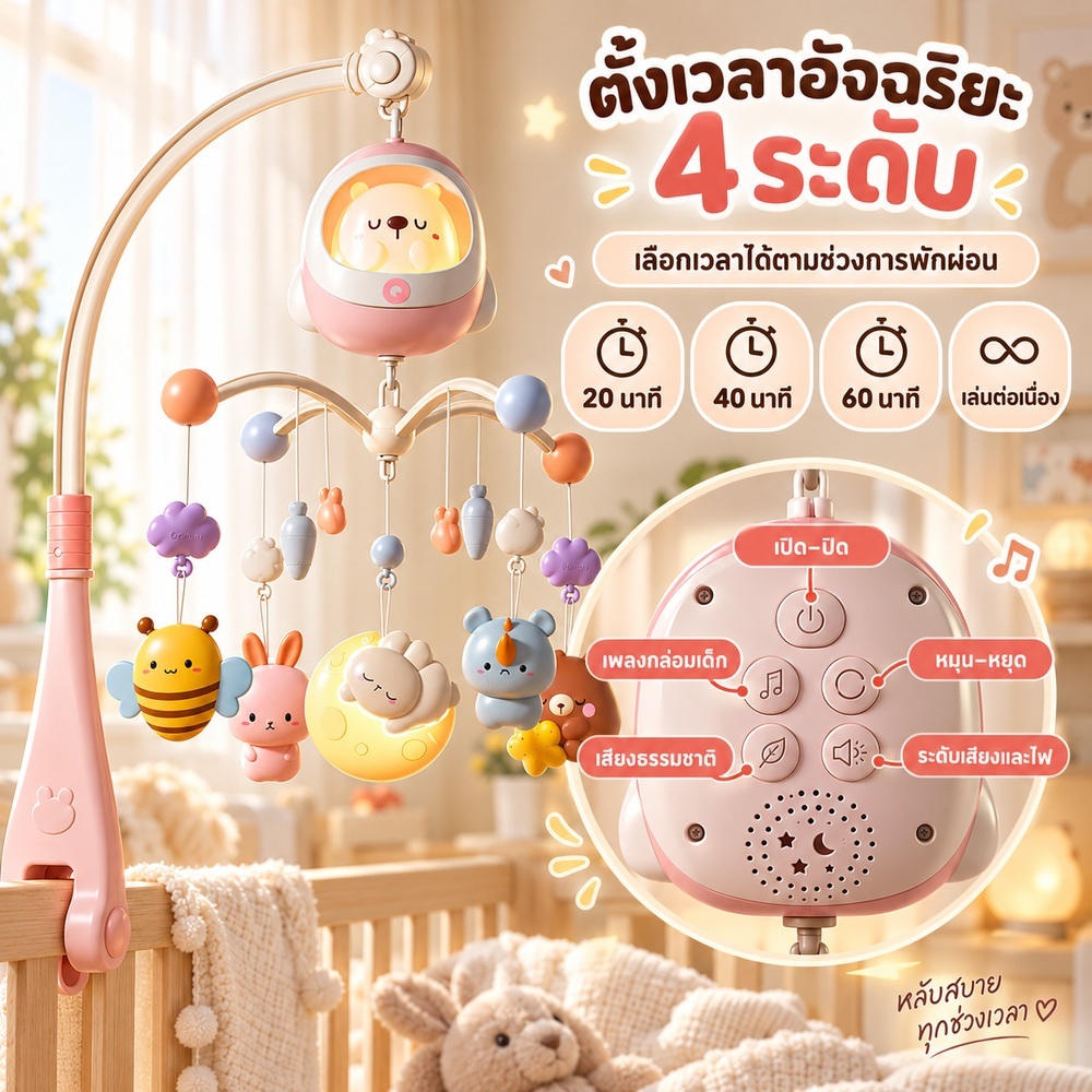 LionToys موبايل سرير بإضاءة و160 أغنية — صورة 6