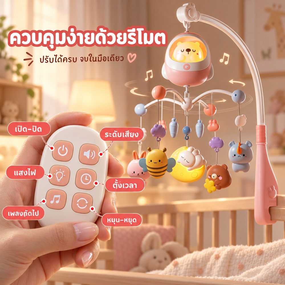 LionToys موبايل سرير بإضاءة و160 أغنية — صورة 5