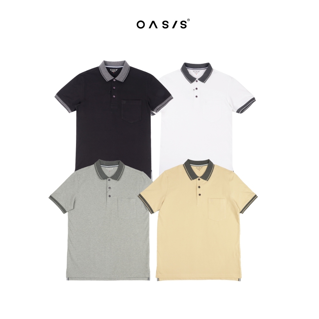 OASIS เสื้อโปโล โปโล ผู้ชาย แขนสั้น ผ้าคอตตอน สแปนเดกซ์ รุ่น MPSV-1959 มีกระเป๋า โทนสีสุภาพใส่ได้ทุกโอกาศ