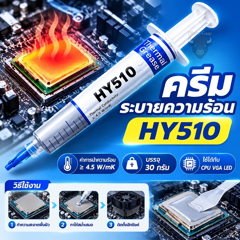 ซิลิโคนของแท้ !! หลอดใหญ่ Halnziye HํY510 ซิลิโคนร้านซ่อมคอม ซ่อมทีวี เครื่องเสียง ระบายความร้อนได้ดี USE FOR CPU การ์ดจ