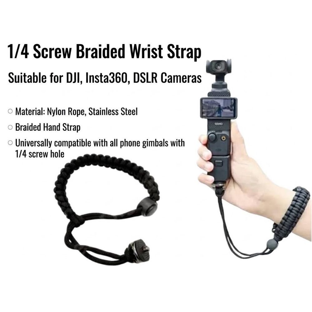 PULUZ Braided Sport Anti-lost Camera Adjustable Wrist Strap for Gopro/ Insta360 Action Camera
