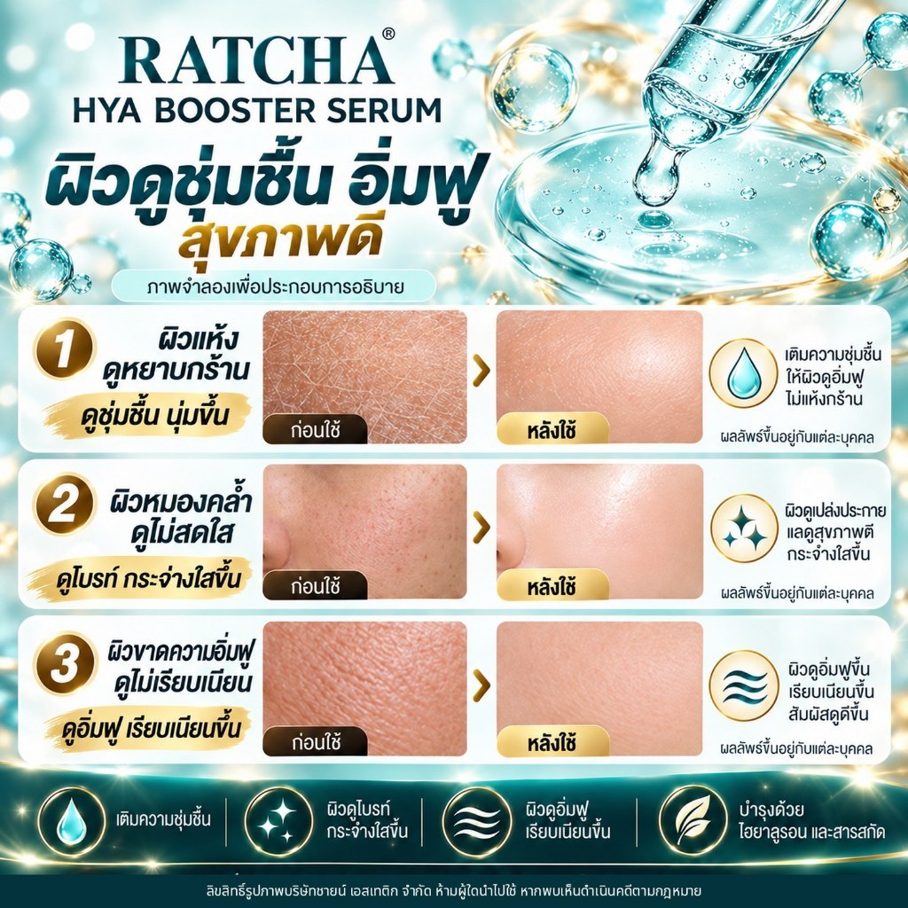 [ของแท้จากบริษัท มีQRสแกน]Hya Booster Serum รัชชา ไฮยา บูสเตอร์ เซรั่ม 1ขวด 15ml. ผิวชุ่มชื้น อิ่มฟู — صورة 4