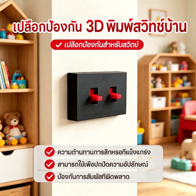 กรอบสวิตช์ไฟพร้อมก้าน สำหรับ  2 สวิตซ์ Switch Cover | เปิด-ปิดง่าย ติดตั้งไว