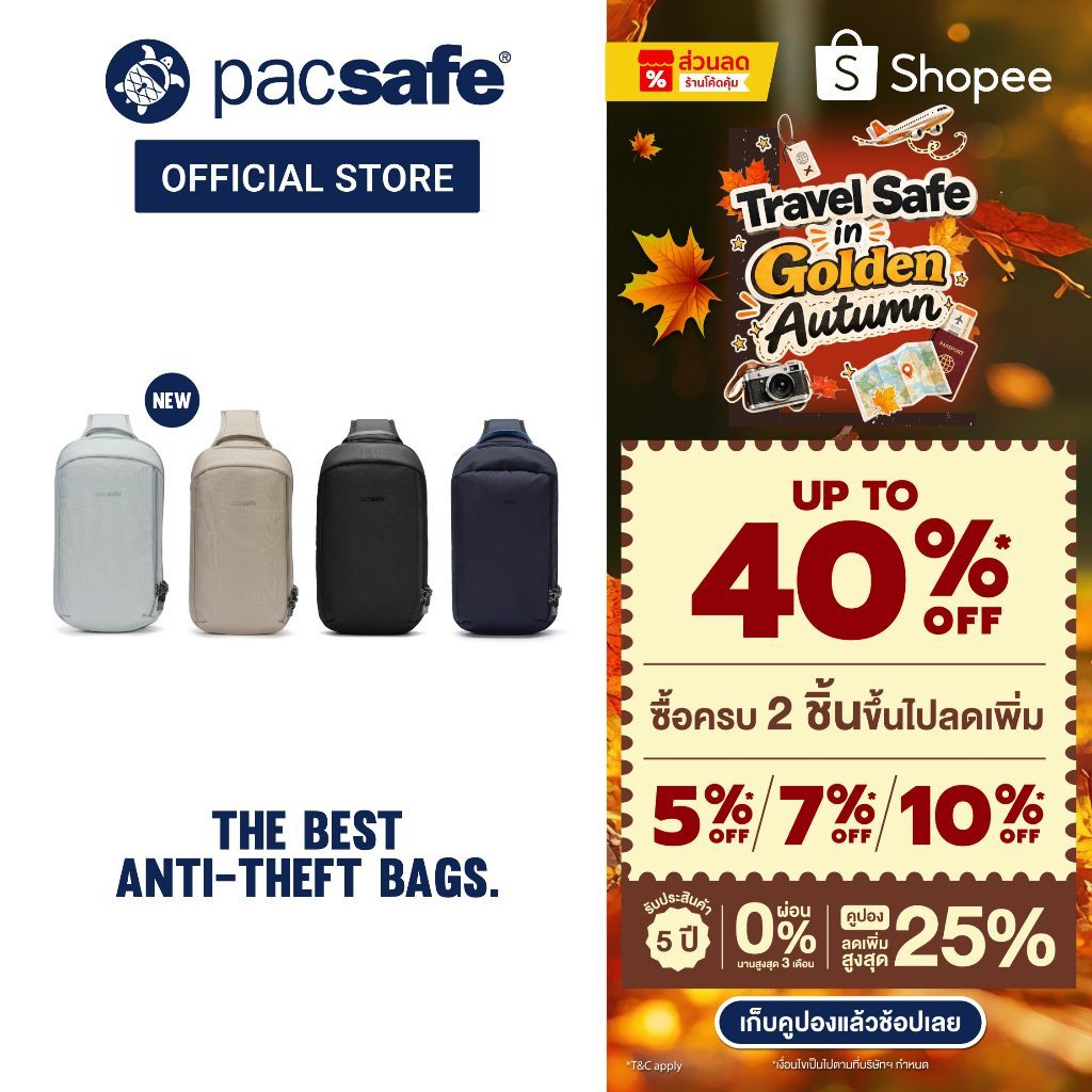Pacsafe حقيبة سلينغ V Tech مضادة للسرقة — صورة 2