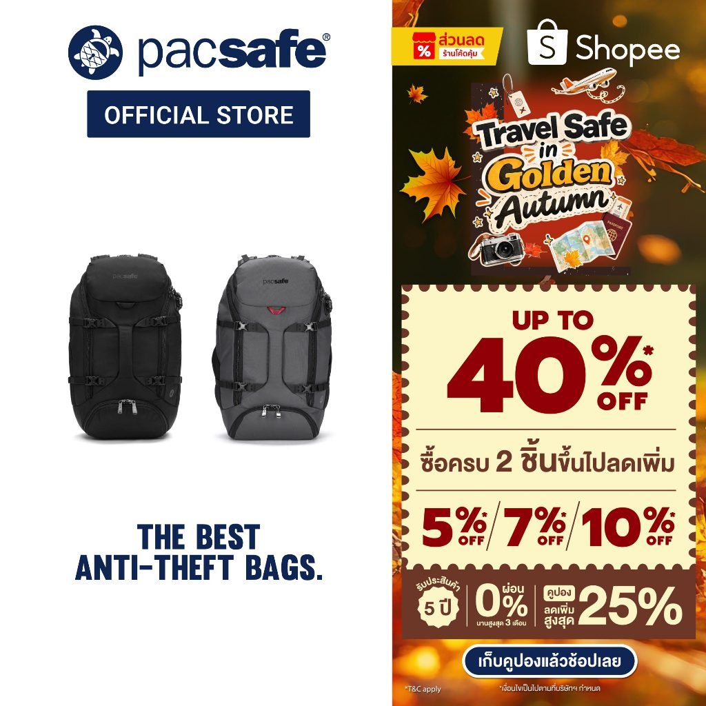 Pacsafe حقيبة ظهر سفر EXP35 مضادة للسرقة — صورة 2