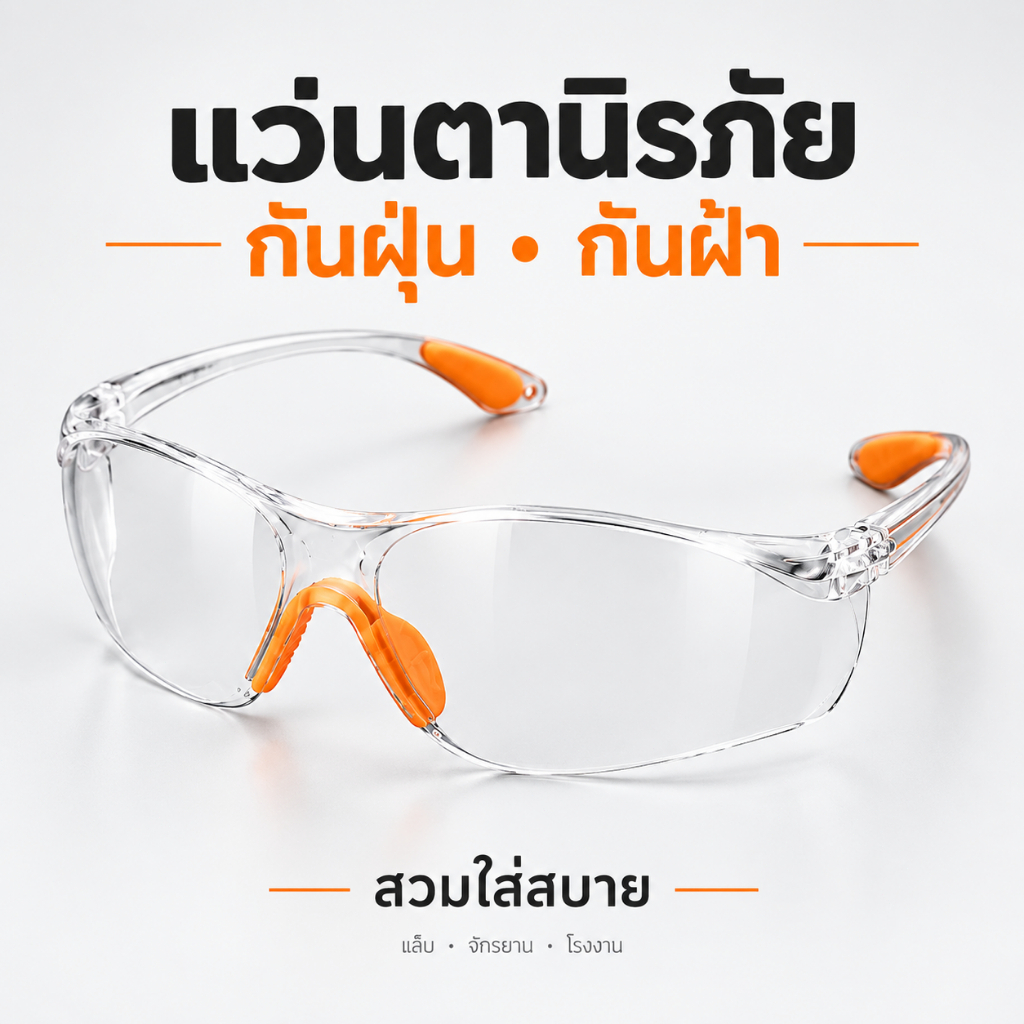 ✨แว่นตาป้องกันฝุ่น-กันฝ้า สวมใส่สบาย 3 สถานการณ์ แล็บ จักรยาน โรงงาน กรอบยืดหยุ่นสูง IronGo