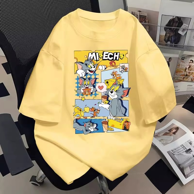 ​​✨【จัดส่งภายใน 24 ชั่วโมง】เสื้อยืดลายการ์ตูนสาวน่ารัก แขนสั้น คอกลม ผ้าเนื้อนุ่ม สวมใส่สบาย เสื้อยืดนักเรียนมัธยม