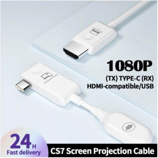 HDMI ไร้สาย(รุ่น CS7)สะท้อนหน้าจอแบบไร้สาย HDMI TO USB/TYPE-C รับสัญญาณได้ถึง 50 เมตร.