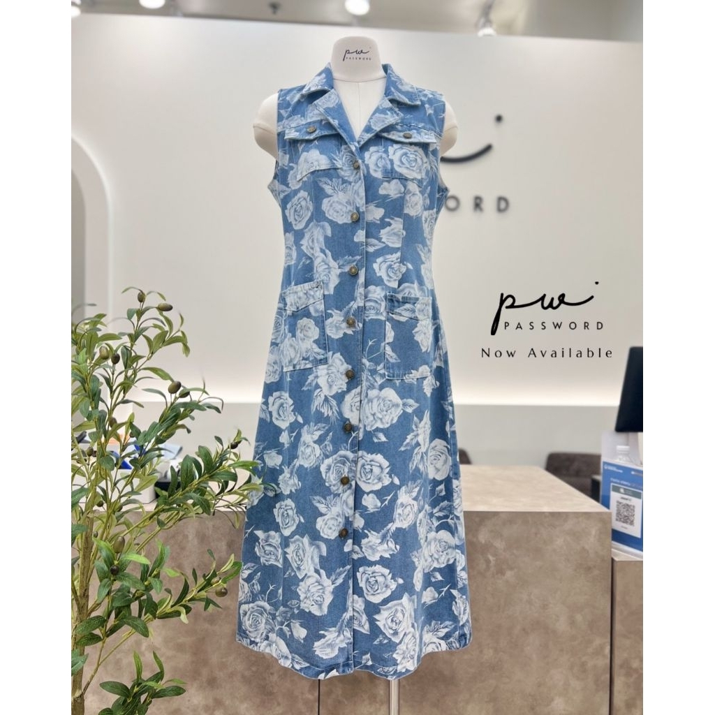 Password #0162เดรสผ้ายีนส์ลายดอกไม้สีสบายตา ผ้ายีนส์อย่างดีเลยค่ะ