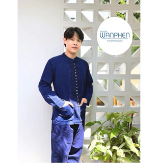 เสื้อหม้อห้อมกระดุมกะลา 15 เม็ดแขนยาว หม้อห้อมแท้จากจ.แพร่