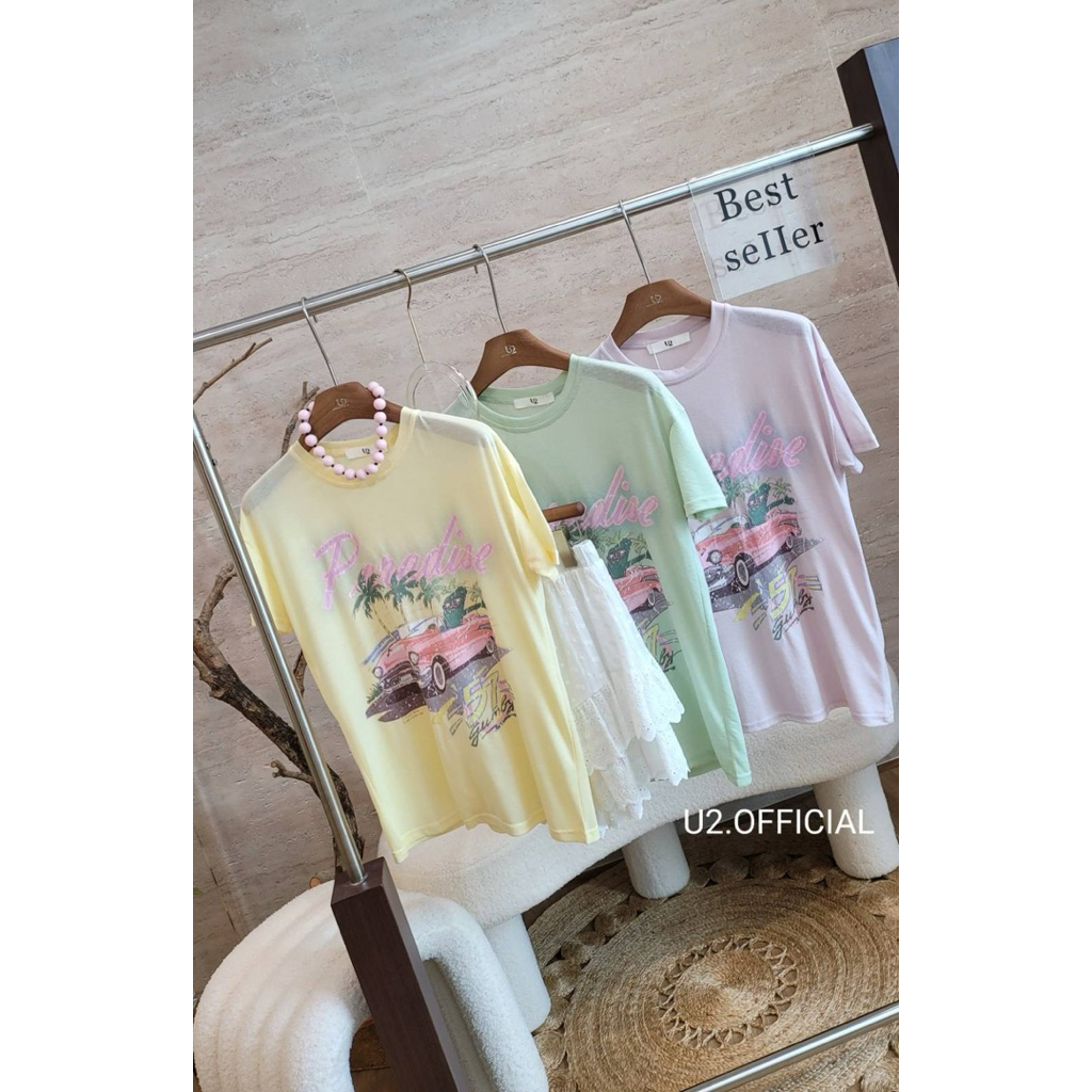 เสื้อยืดผ้าบางรุ่นนี้จัดให้โทนสีหวานๆ พาสเทลค่ะ งานน่ารักมากก ทั้งโทนสีเสื้อ