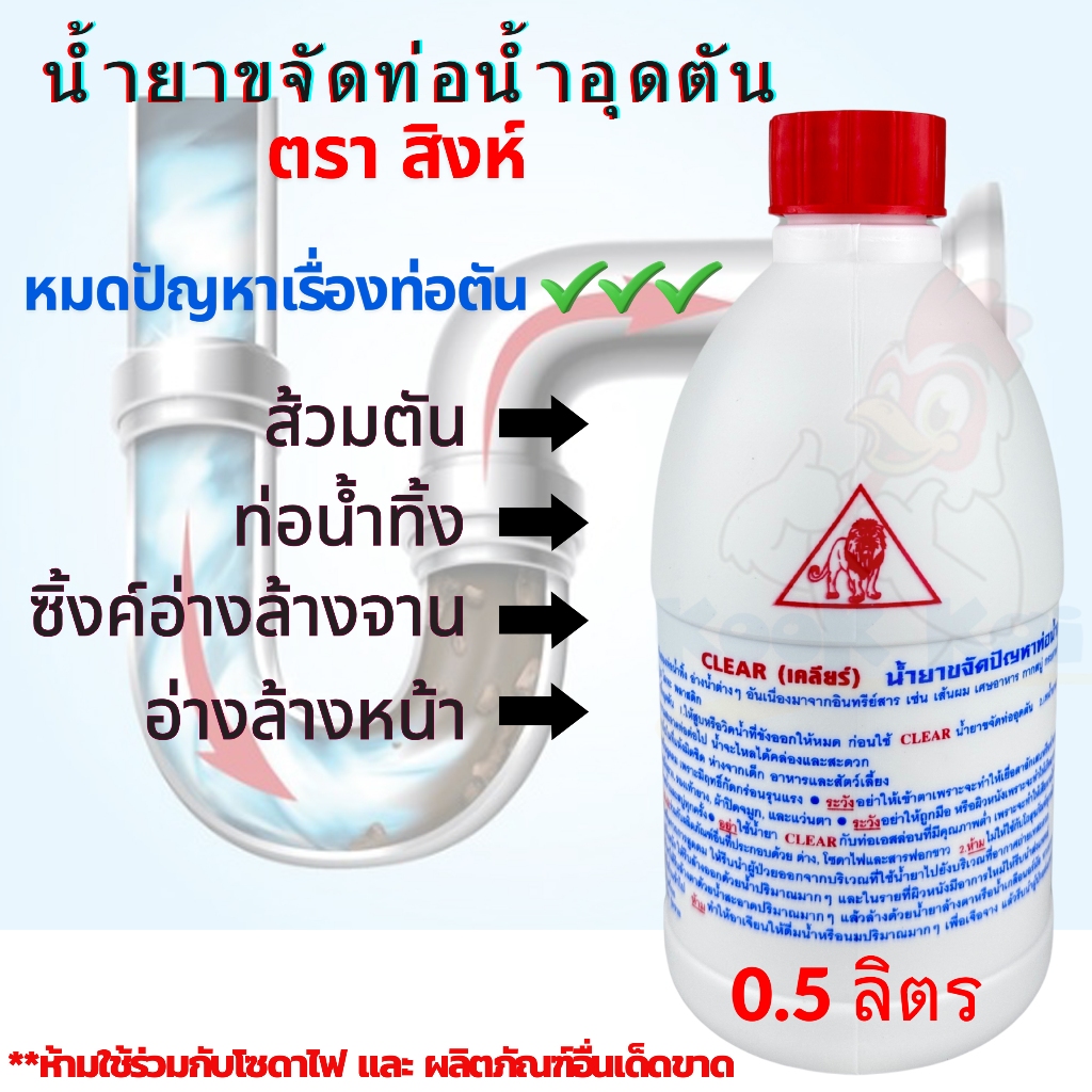 น้ำยาแก้ท่ออุดตัน 0.5 ลิตร น้ำยาล้างท่อตัน โซดาไฟน้ำ น้ำยาทำความสะอาดท่อ น้ำยาขจัดปัญหาท่อน้ำอุดตัน แก้ปัญหาท่อน้ำตัน