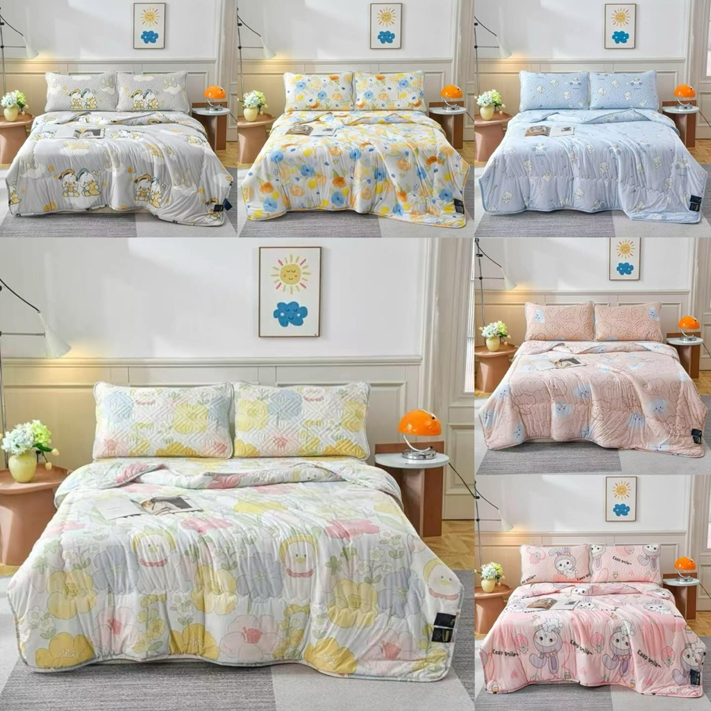 ผ้าห่มไหมน้ำแข็ง พร้อมส่ง ผ้าไม่บางไม่หนา 7*8ฟุต215*235cmห่มเย็นสบาย เนื้อผ้าอย่างดี ใช้งานได้ดี