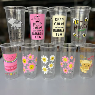 🐝🍉แก้ว 22oz. เรียบ พิมพ์ลายน่ารักๆ มีมากกว่า 10 ลายให้เลือก จำนวน 50 ใบ