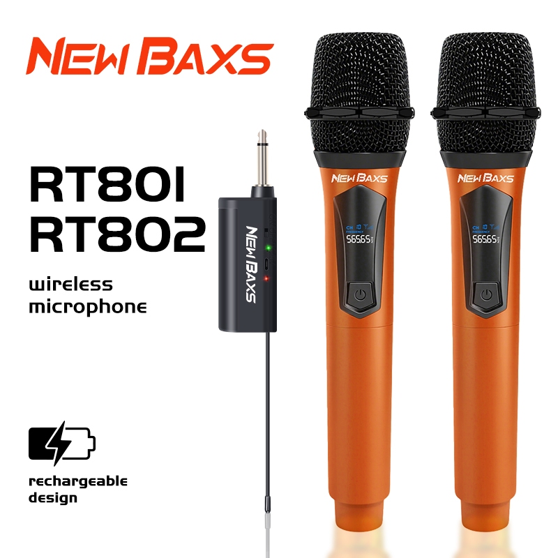 NEW BAXS RT801/RT802 ไมโครโฟนไร้สายชาร์จไมโครโฟนรับระยะทาง 50M รอบชาร์จ UHF Plug and Play FM KTV การแสดงและการรวมตัว ราคา ถูกที่สุด ดีลบีเคเค
