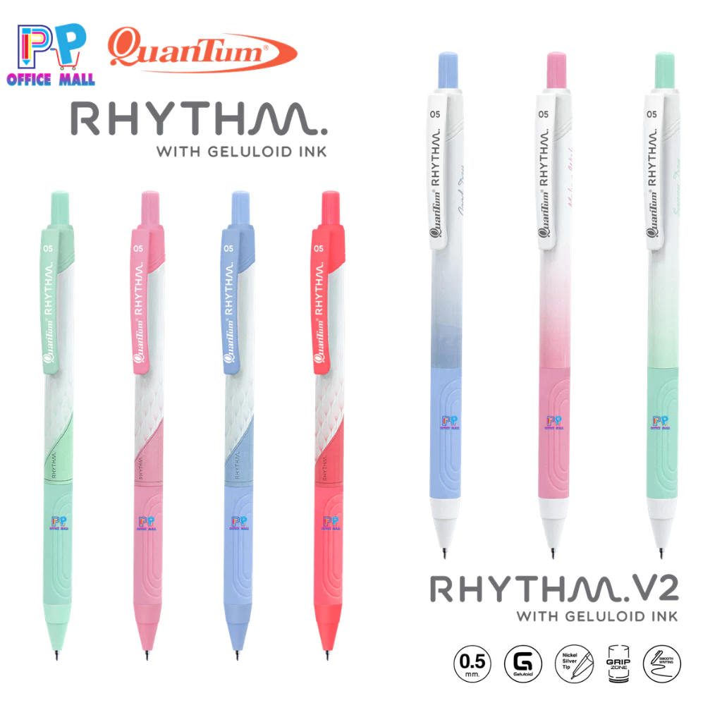 🌸ปากกาลูกลื่นควอนตั้ม Quantum รุ่น Rhythm 0.5 mm (แพค 12 ด้าม)