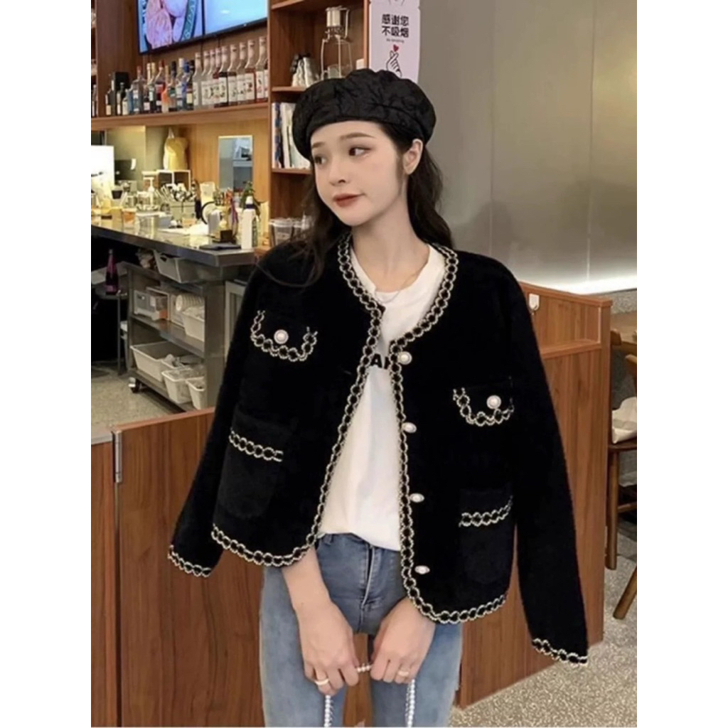 Oxy shop🔺 เสื้อคลุมไหมพรมสไตล์เรียบหรูดูแพง ลุคคุณหนูไฮโซ
