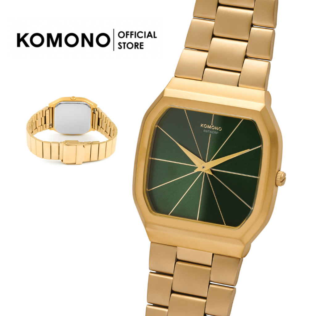 KOMONO Max Gold Thunderstorm นาฬิกาโลหะ หน้าปัดสี่เหลี่ยม นาฬิกาทำงาน/แฟชั่น ดูดี เรียบหรู
