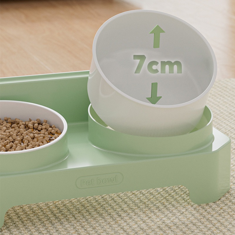 ชามข้าวแมวสองชั้น 🐾 ชามอาหารแมวยกสูง ถอดออกได้ วัสดุPP ทนทาน ขนาดลึก - รูปที่ 3