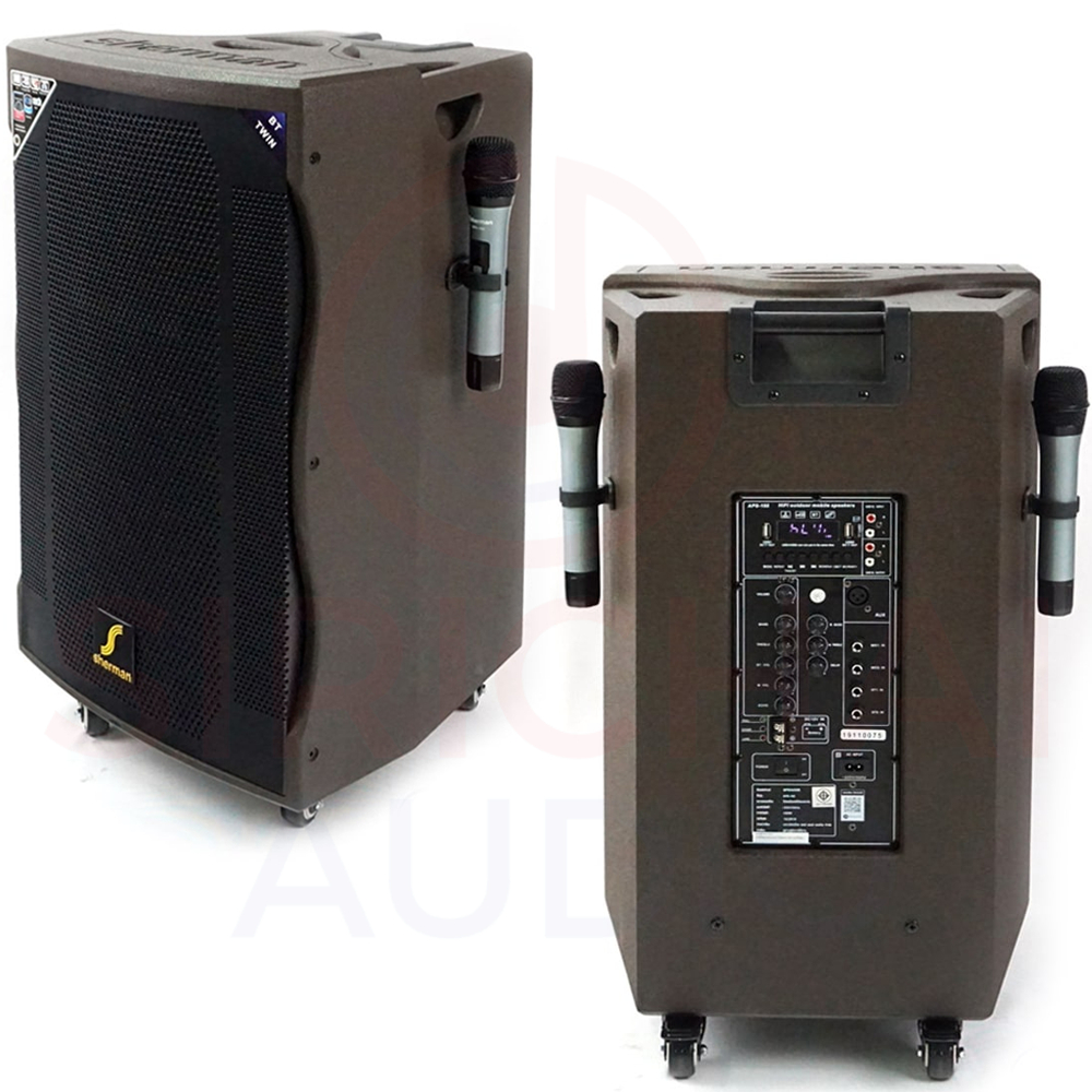ลำโพงล้อลาก Sherman รุ่น APS155 ลำโพงไม้แท้15นิ้ว aps155+ plus