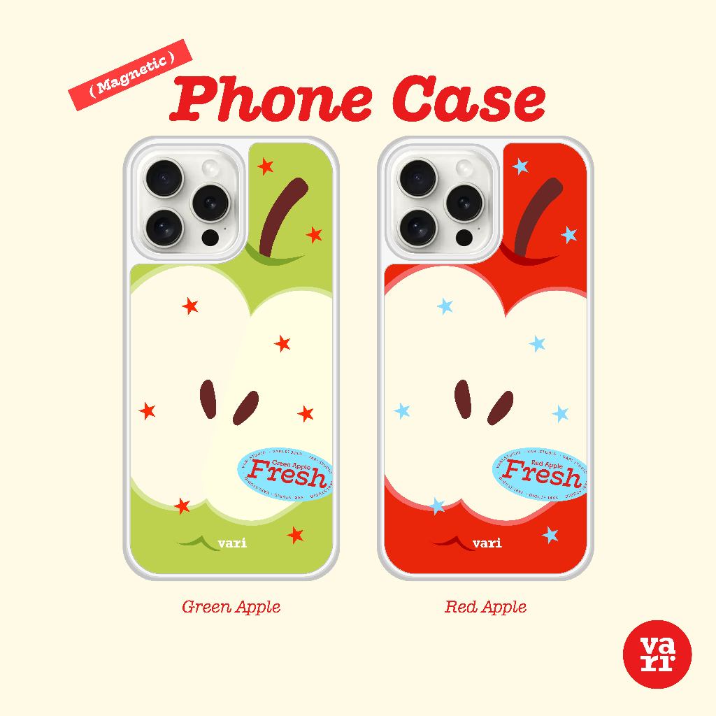 (พร้อมส่ง) Silver Phone Case  Green apple Magnetic (แม่เหล็ก) เคสไอโฟน เคสขอบเงิน
