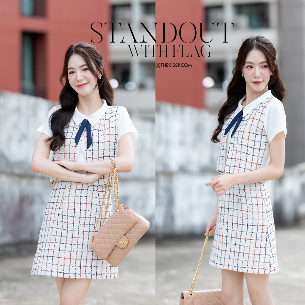 STANDOUT FLAG' dress ( LIMITED THEKISSP. TWEED COLLECTION)