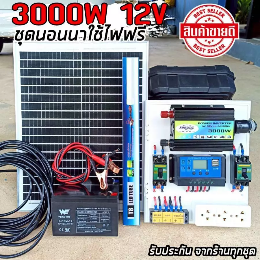 ชุดนอนนา ชุดโซล่าเซลล์ 3000Wmini 500W ชุดชาร์จพลังแสงอาทิตย์ 18V 20W ไฟโซล่าอเนกประสงค์ พร้อมส่ง
